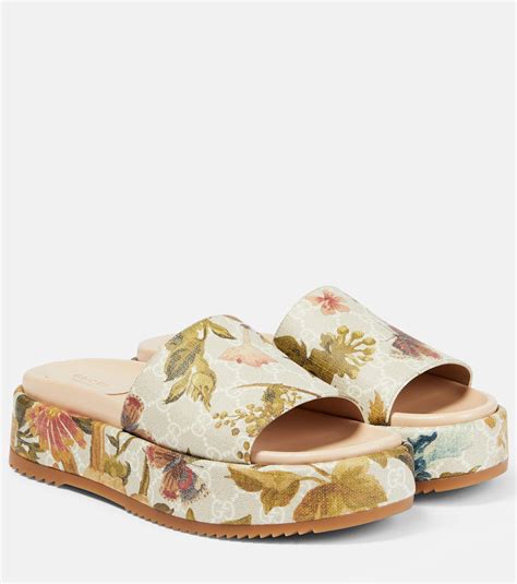 nordstrom gucci slides floral|Gucci floral platform slides.